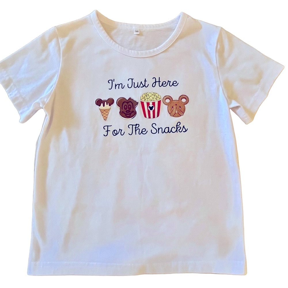 Kids Disney Snacks White Just Here for the Snacks T-Shirt 7 8 youth